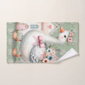 Hütte Gänse Blumenhausszene Badhandtuch Set (Handtuch)