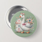 Hütte Gänse Blumenhausszene Button (Vorne & Hinten)