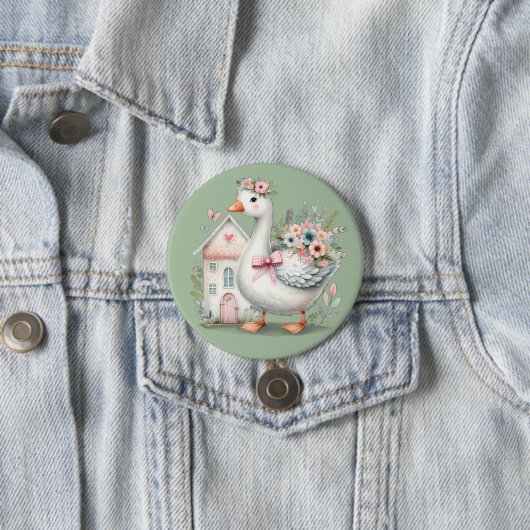 Hütte Gänse Blumenhausszene Button (Beispiel)