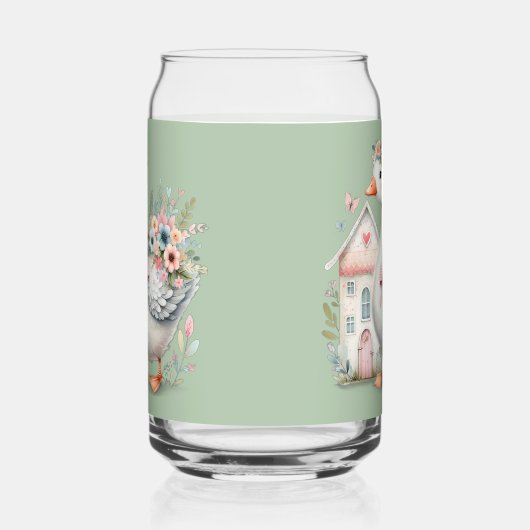 Hütte Gänse Blumenhausszene Dosenglas (Rechts)