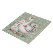 Hütte Gänse Blumenhausszene Fliese (Seite)