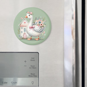 Hütte Gänse Blumenhausszene Magnet