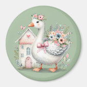 Hütte Gänse Blumenhausszene Magnet (Vorne)