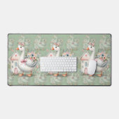 Hütte Gänse Blumenhausszene Schreibtischunterlage (Tastatur & Maus)