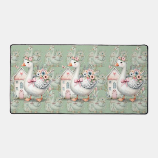 Hütte Gänse Blumenhausszene Schreibtischunterlage (Vorderseite)