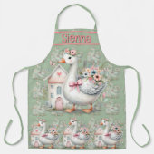 Hütte Gänse Blumenhausszene Schürze (Vorderseite)