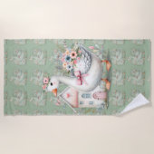 Hütte Gänse Blumenhausszene Strandtuch (Vorderseite)