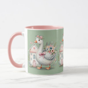 Hütte Gänse Blumenhausszene Tasse