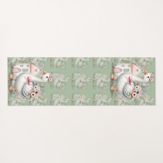Hütte Gänse Blumenhausszene Yogamatte (Rückseite (Horizontal))
