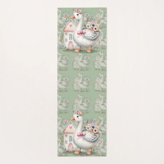 Hütte Gänse Blumenhausszene Yogamatte (Rückseite)