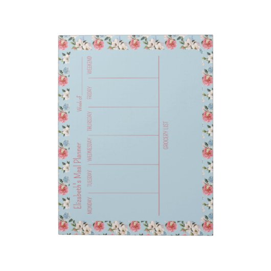 Hütte Garden Blume Personalisierte Menüplaner Notizblock (Rotiert)