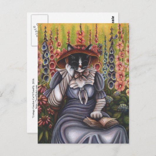 Hütte Garden Cat Reading Museo Cantonale d'Arte Postkarte (Vorne/Hinten)