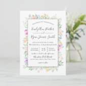 Hütte Garden farbenfrohe Blumenrahmen Hochzeit Einladung (Stehend Vorderseite)