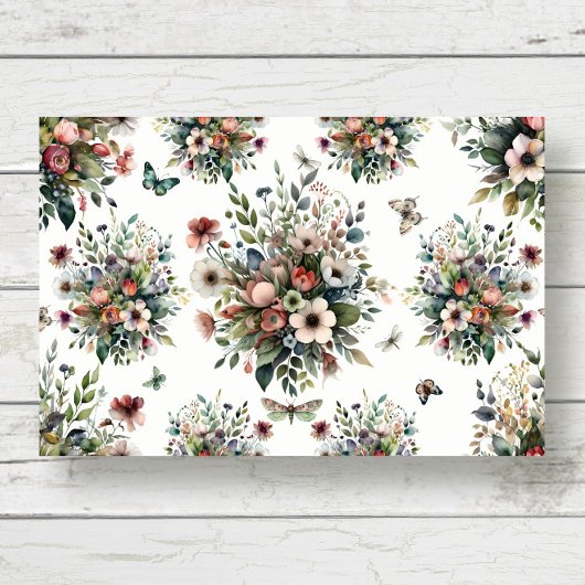 Hütte Garden Floral Bouquet Butterfly Dragonfly Seidenpapier