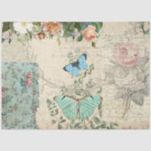 Hütte Garden Floral Butterfly Script Decoupage Seidenpapier (Vorderseite)