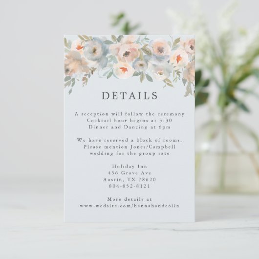 Hütte Garden Pastel Blue Peach Coral Begleitkarte (Stehend Vorderseite)