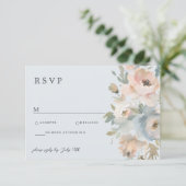 Hütte Garden Pastel Blue Peach Coral RSVP Karte (Stehend Vorderseite)