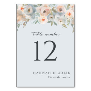 Hütte Garden Pastel Blue Peach Coral Tischnummer