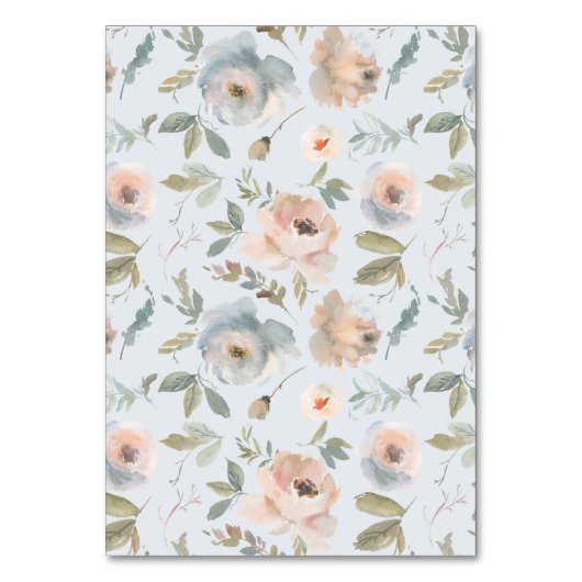 Hütte Garden Pastel Blue Peach Coral Tischnummer (Rückseite)