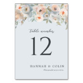 Hütte Garden Pastel Blue Peach Coral Tischnummer (Vorderseite)