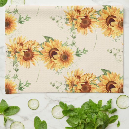 Hütte Garden Sonnenblumen Geschirrtuch (Gefaltet)