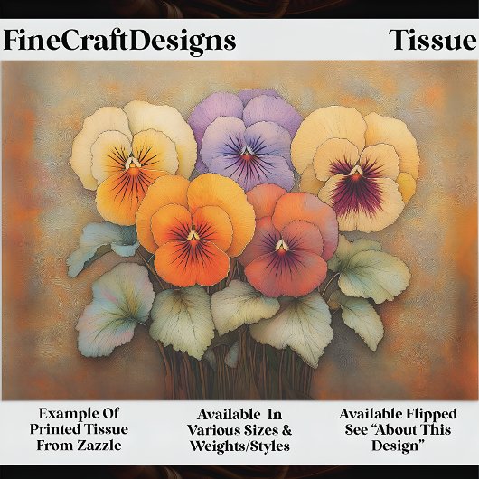 Hütte Garden Stiefmütterchen, Vintag EF8L Decoupag Seidenpapier