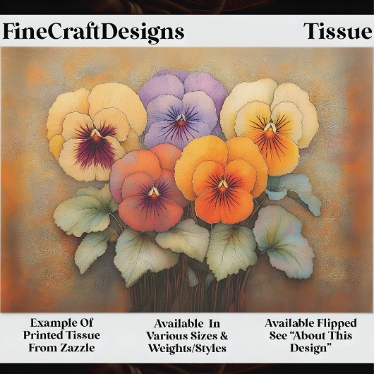 Hütte Garden Stiefmütterchen, Vintag EF8R Decoupag Seidenpapier