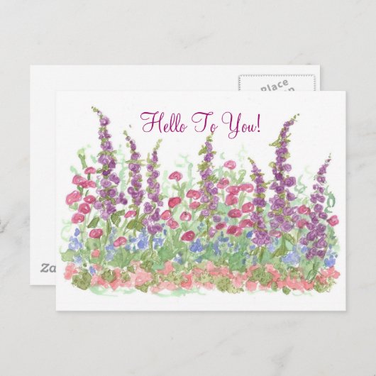 Hütte Garden Wasserfarben Blume Hallo an Sie Postkarte (Vorne/Hinten)