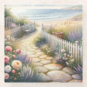 Hütte Gartenweg zum Meer Glasuntersetzer (Vorderseite)