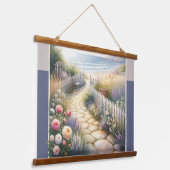 Hütte Gartenweg zum Meer Wandteppich Mit Holzrahmen (Gewinkelt)