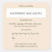 Hütte Gesetz Beistoffe und Allergen-Etikett Quadratischer Aufkleber (Vorderseite)