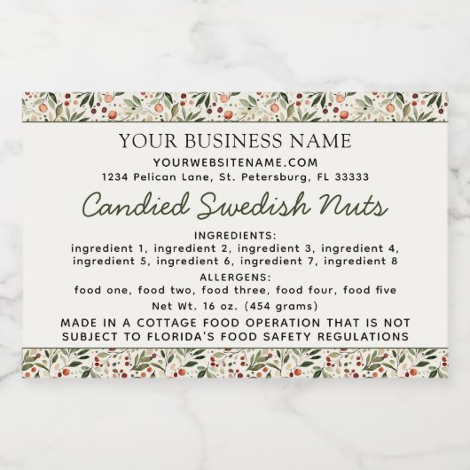 Hütte Gesetz hausgemachte Lebensmittelzutaten Alle Lebensmitteletikett (Einzelnes Label)