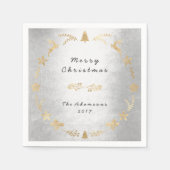 Hütte Gray Silver Glam Gold Weihnachten Serviette (Vorderseite)