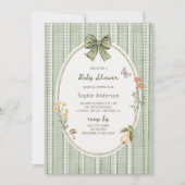 Hütte Green Bow Frame Baby Dusche Einladung (Vorderseite)