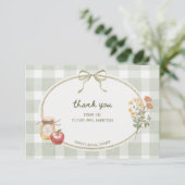 Hütte Green Bow Frame Brautparty Dankeskarte (Stehend Vorderseite)