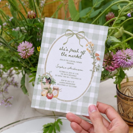 Hütte Green Gingham vom Markt Brautparty Einladung