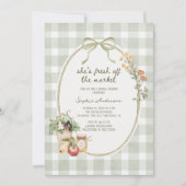 Hütte Green Gingham vom Markt Brautparty Einladung (Vorderseite)