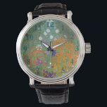 Hütte Gustav Klimt Blumengarten Armbanduhr<br><div class="desc">Ein wunderschönes Gartenbild - das ist ein klassisches Gemälde von Gustav Klimt,  genannt Hütte Garden,  oder Bauergarten,  1907,  das ein nahes Bild eines Blumengartens,  ein buntes Blumengemälde ist.</div>
