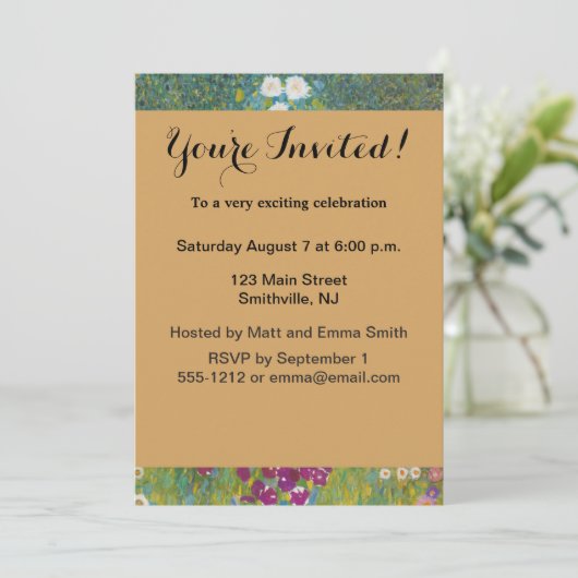 Hütte Gustav Klimt Blumengarten Einladung (Stehend Vorderseite)