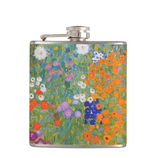 Hütte Gustav Klimt Blumengarten Flachmann (Vorderseite)
