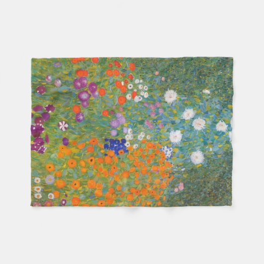 Hütte Gustav Klimt Blumengarten Fleecedecke (Vorderseite (Horizontal))