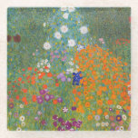 Hütte Gustav Klimt Blumengarten Glasuntersetzer<br><div class="desc">Ein wunderschönes Gartenbild - das ist ein klassisches Gemälde von Gustav Klimt,  genannt Hütte Garden,  oder Bauergarten,  1907,  das ein nahes Bild eines Blumengartens,  ein buntes Blumengemälde ist.</div>