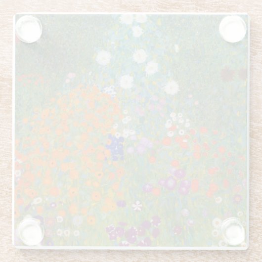 Hütte Gustav Klimt Blumengarten Glasuntersetzer (Rückseite)