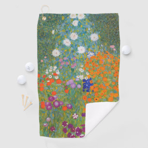 Hütte Gustav Klimt Blumengarten Golfhandtuch