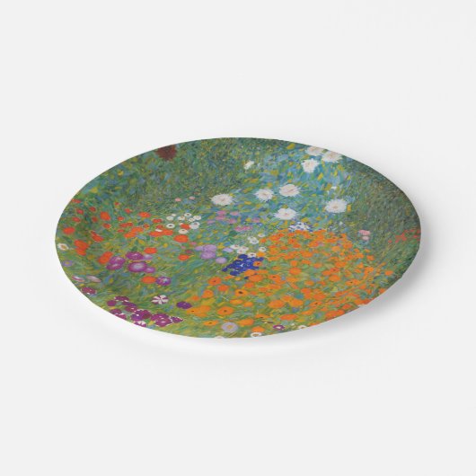 Hütte Gustav Klimt Blumengarten Pappteller (Schrägansicht)