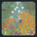 Hütte Gustav Klimt Blumengarten Quadratischer Aufkleber<br><div class="desc">Ein wunderschönes Gartenbild - das ist ein klassisches Gemälde von Gustav Klimt,  genannt Hütte Garden,  oder Bauergarten,  1907,  das ein nahes Bild eines Blumengartens,  ein buntes Blumengemälde ist.</div>