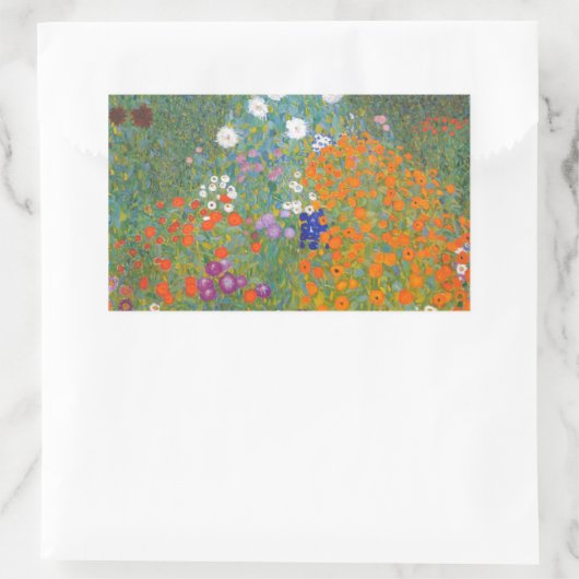 Hütte Gustav Klimt Blumengarten Rechteckiger Aufkleber (Tasche)