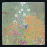 Hütte Gustav Klimt Blumengarten Steinuntersetzer<br><div class="desc">Ein wunderschönes Gartenbild - das ist ein klassisches Gemälde von Gustav Klimt,  genannt Hütte Garden,  oder Bauergarten,  1907,  das ein nahes Bild eines Blumengartens,  ein buntes Blumengemälde ist.</div>