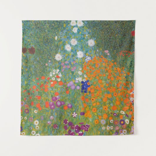 Hütte Gustav Klimt Blumengarten Wandteppich (Vorderseite)