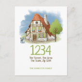 Hütte House Katze und Baum haben wir verschoben Zu Ankündigungspostkarte (Vorderseite)